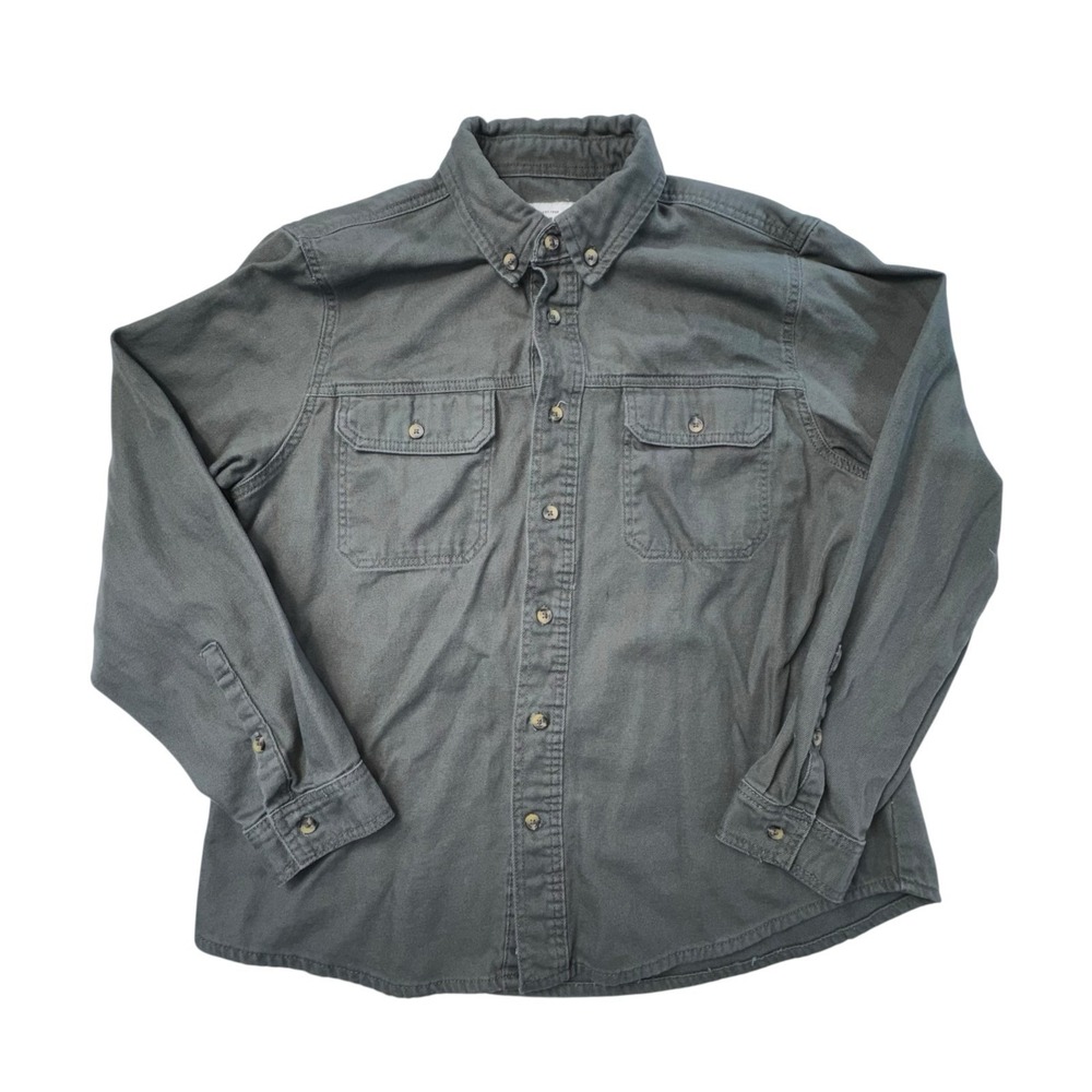 Lucky Brand 100% Cooton Button Up Long Sleeves Collard Shirt Olive Men's Large - Picture 2 of 14